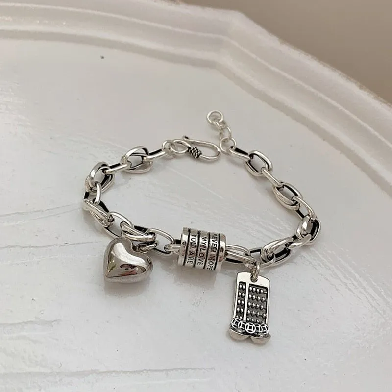 Silver Punk Bracelet Thick Chain Women Vintage Party Jewelry