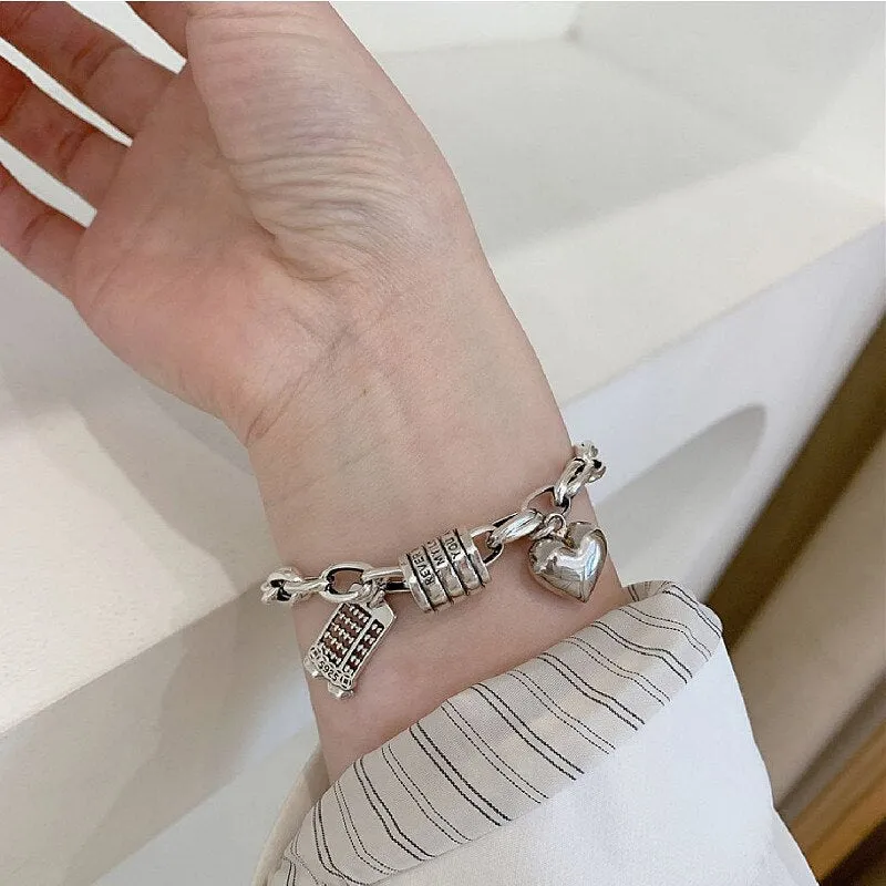 Silver Punk Bracelet Thick Chain Women Vintage Party Jewelry