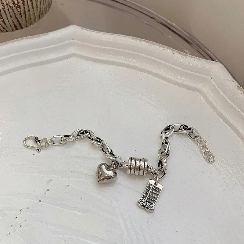 Silver Punk Bracelet Thick Chain Women Vintage Party Jewelry