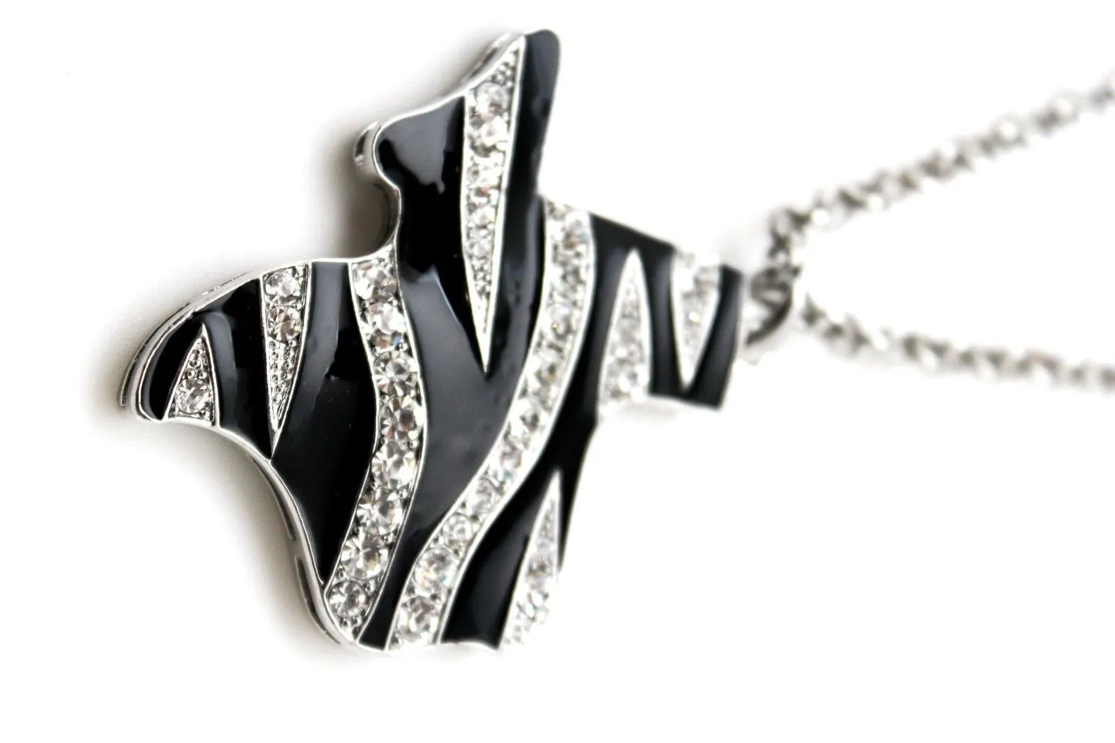 Silver Zebra Metal Chain Texas State Map Pendant Western Necklace