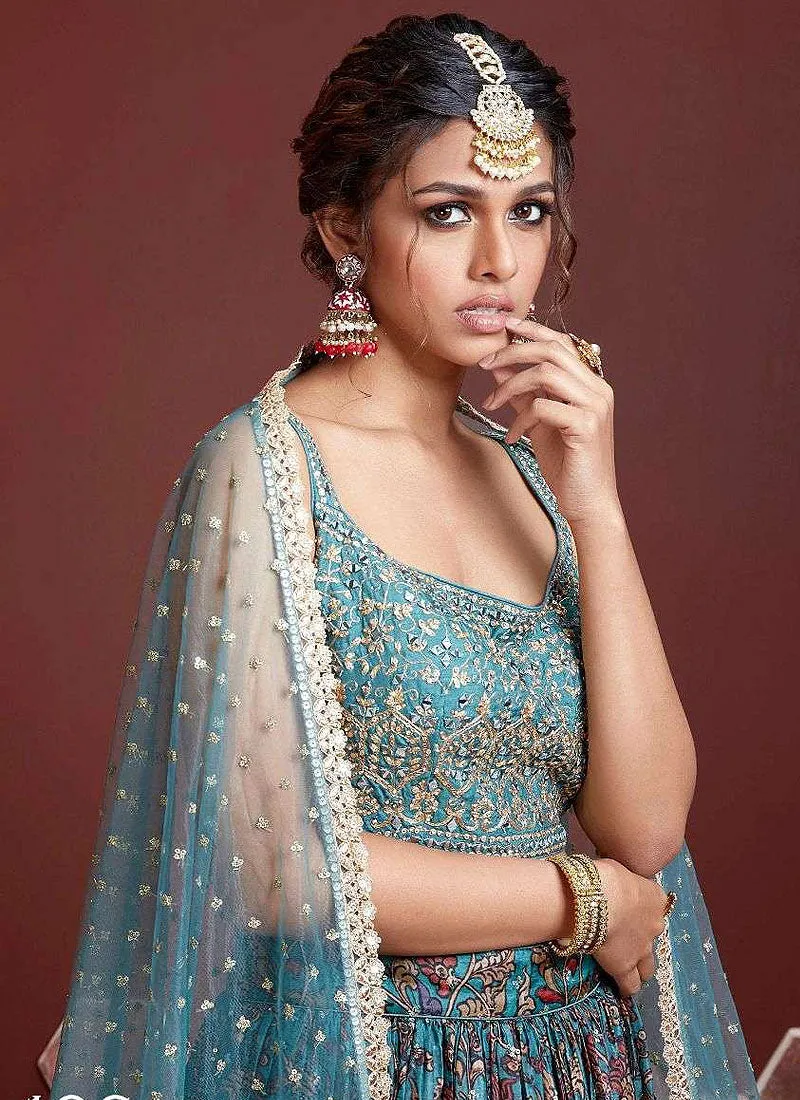 Sky Blue Tone Stylish Lehenga Choli