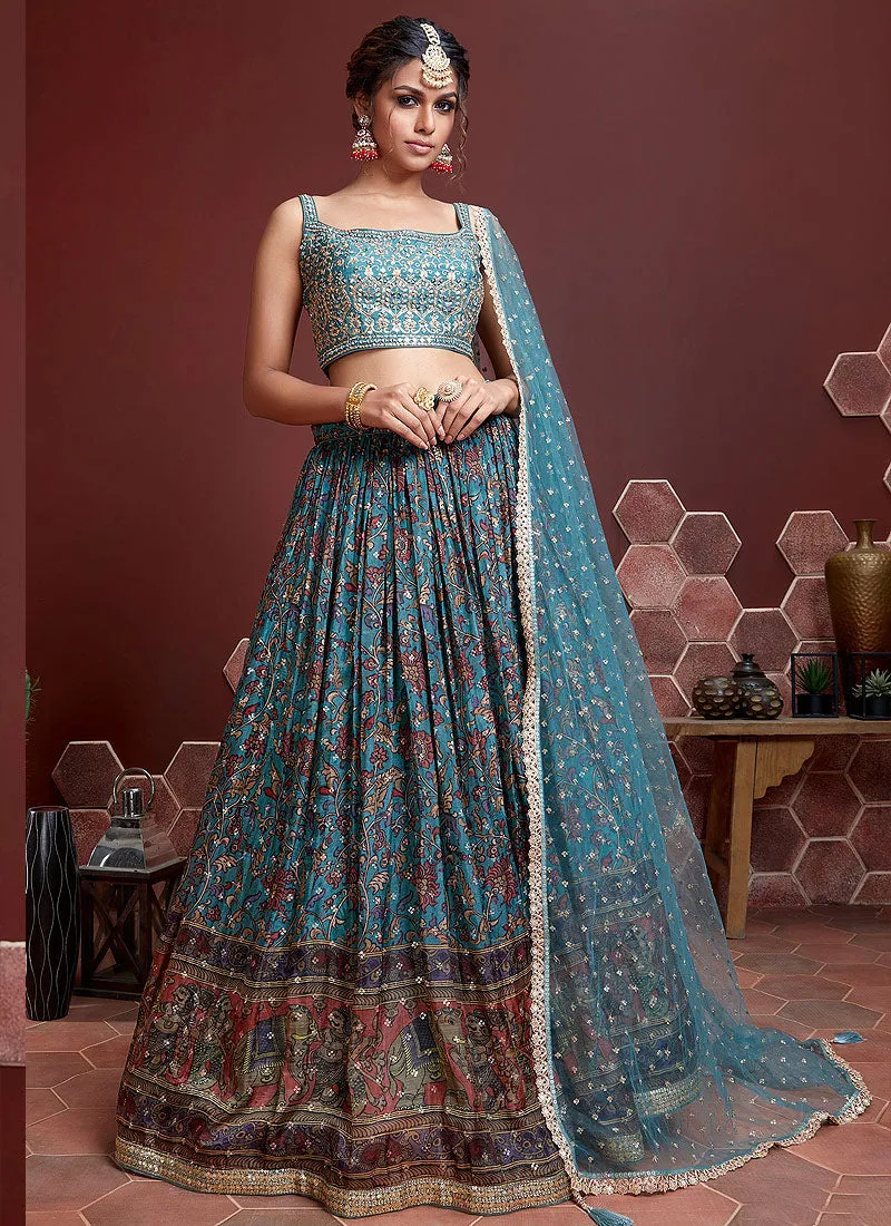 Sky Blue Tone Stylish Lehenga Choli