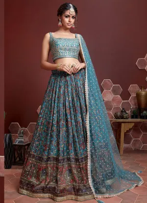 Sky Blue Tone Stylish Lehenga Choli
