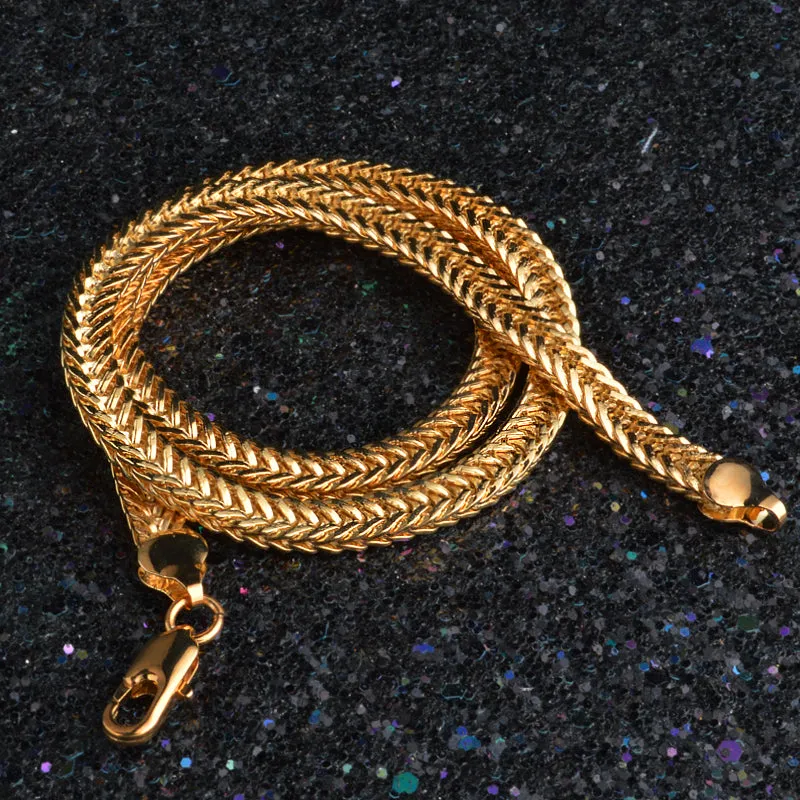 Smooth 18K Chain Necklace Gold Women Party Anniverssary Jewelry