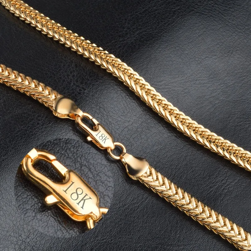 Smooth 18K Chain Necklace Gold Women Party Anniverssary Jewelry