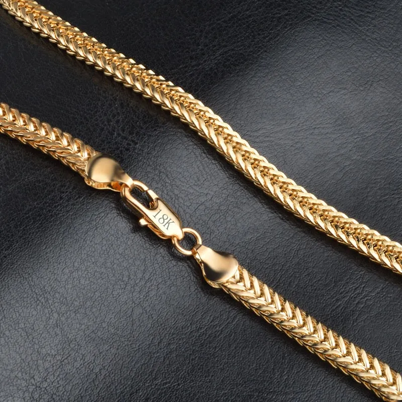 Smooth 18K Chain Necklace Gold Women Party Anniverssary Jewelry