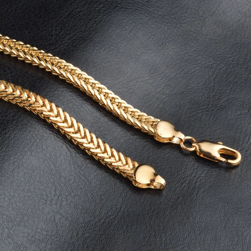 Smooth 18K Chain Necklace Gold Women Party Anniverssary Jewelry