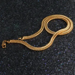 Smooth 18K Chain Necklace Gold Women Party Anniverssary Jewelry