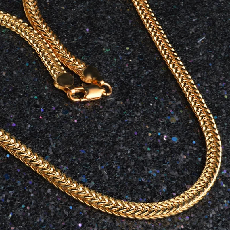 Smooth 18K Chain Necklace Gold Women Party Anniverssary Jewelry