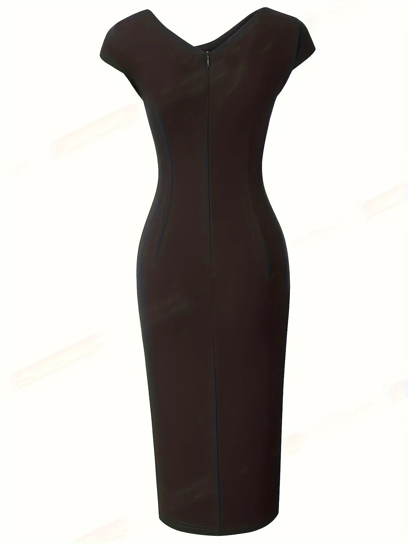 Solid Black Mandarin Collared Bodycon Dress