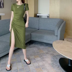 Solid Green Bodycon Dress