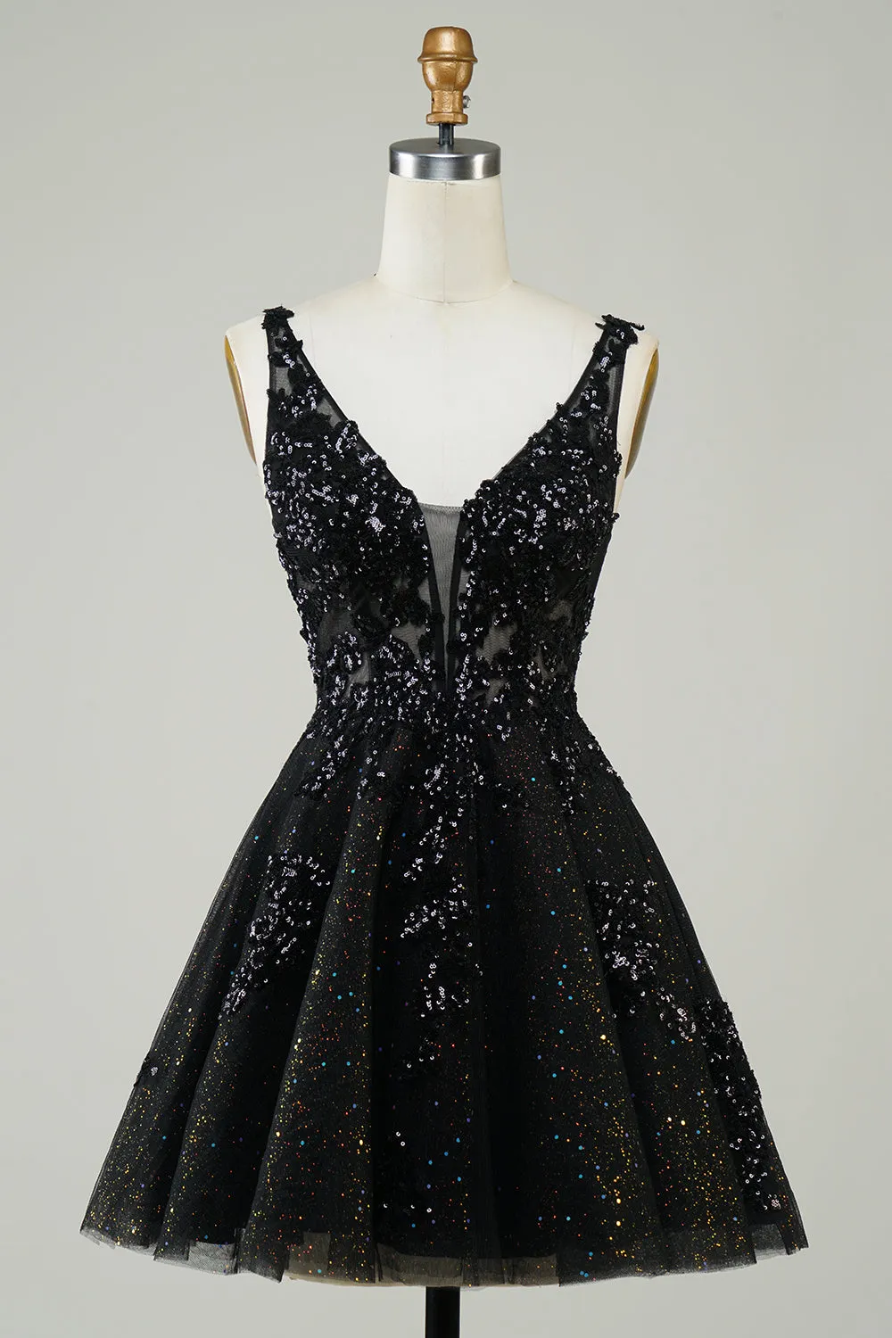 Sparkly Fuchsia Sequined V Neck Backless Short Homecoming Dress