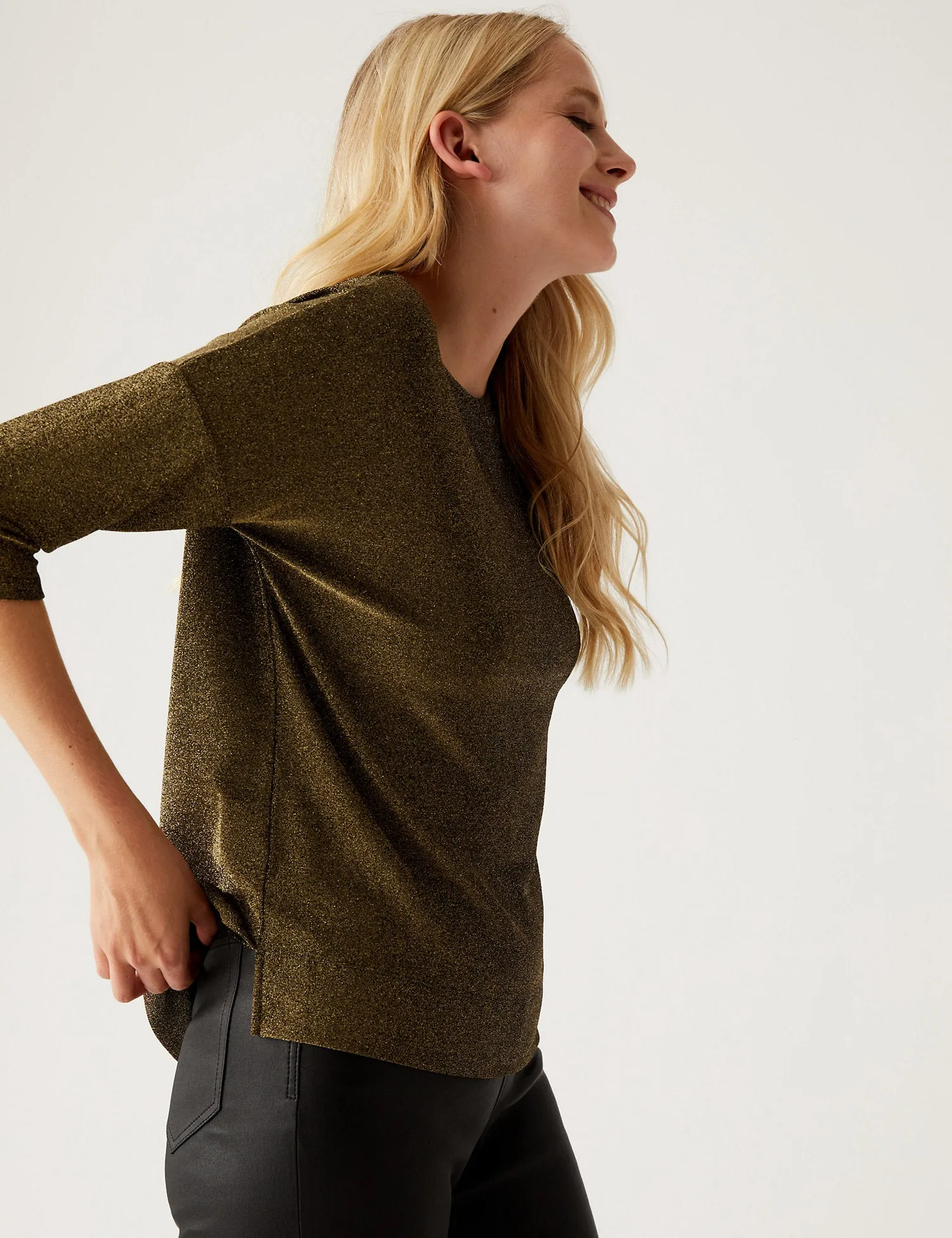 Sparkly Round Neck Regular Fit Top