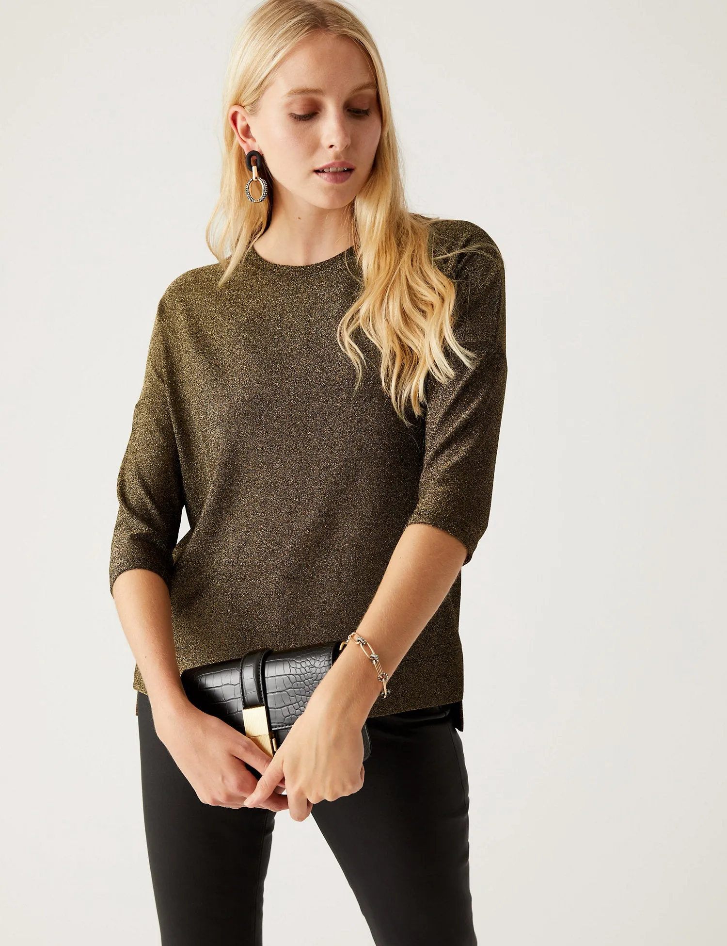 Sparkly Round Neck Regular Fit Top