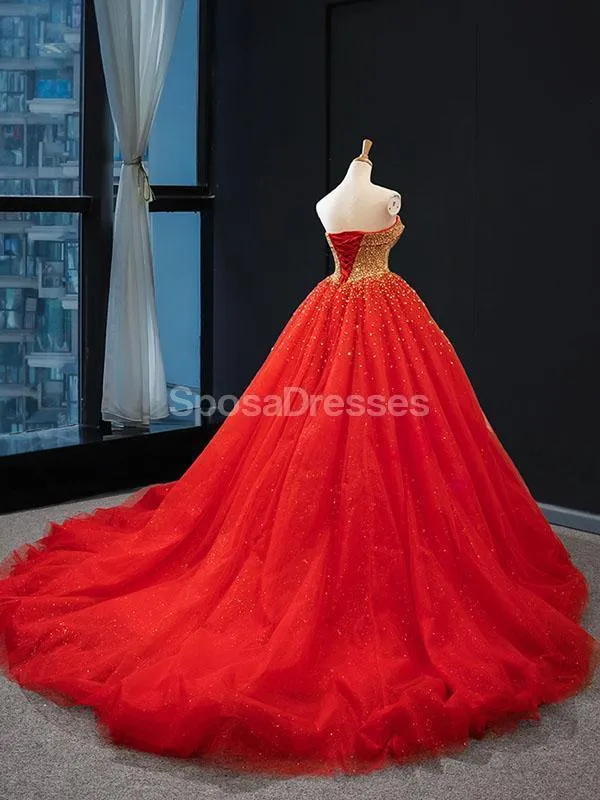 Sparkly Sweetheart Beaded Long Evening Prom Dresses, Evening Party Prom Dresses, 12257