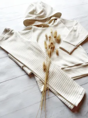 Striped Rib Knit Leggings - Beige