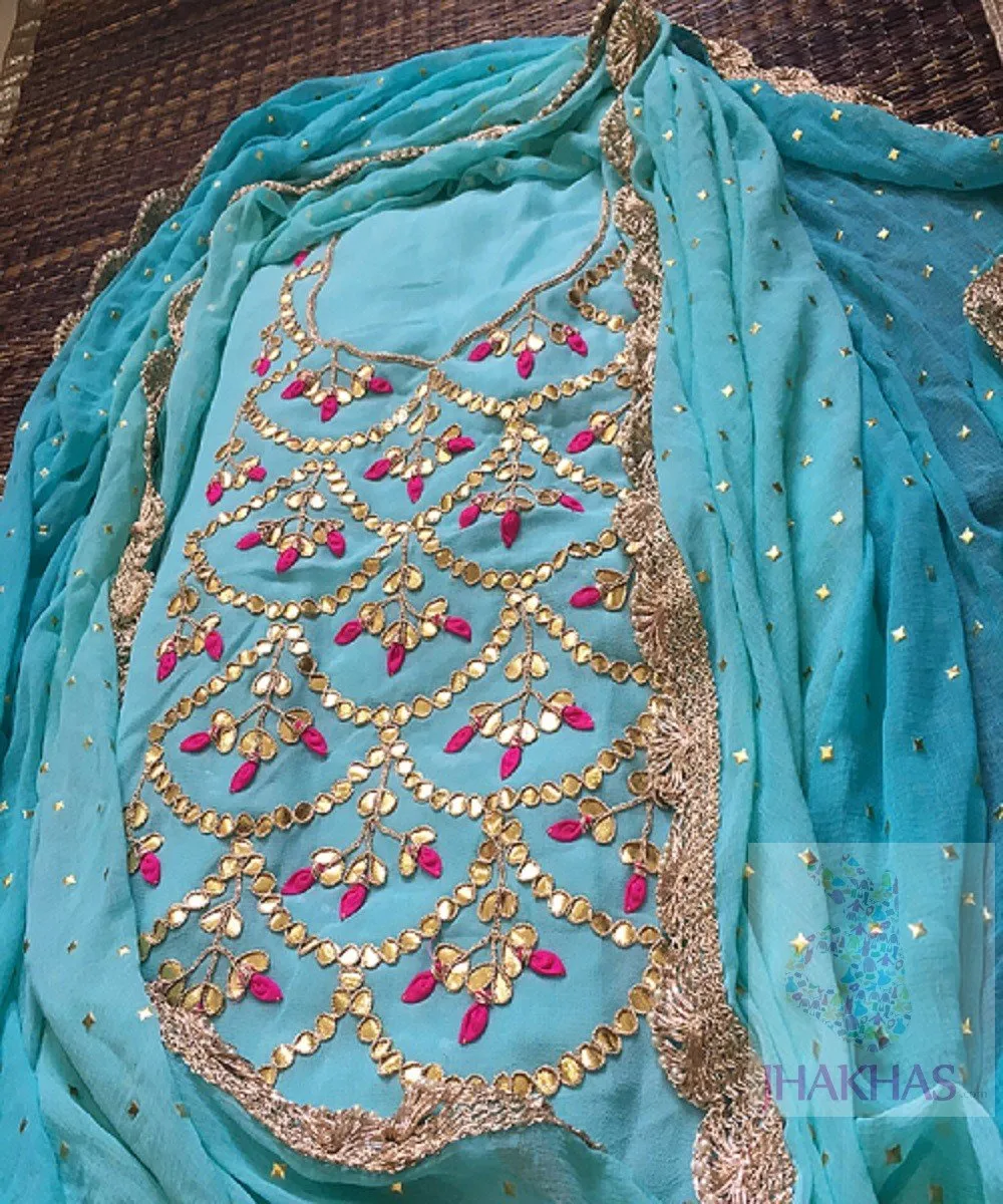 Stunning Blue Gota Work Salwar Suit