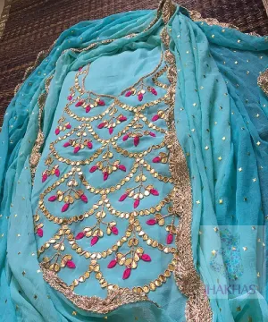 Stunning Blue Gota Work Salwar Suit