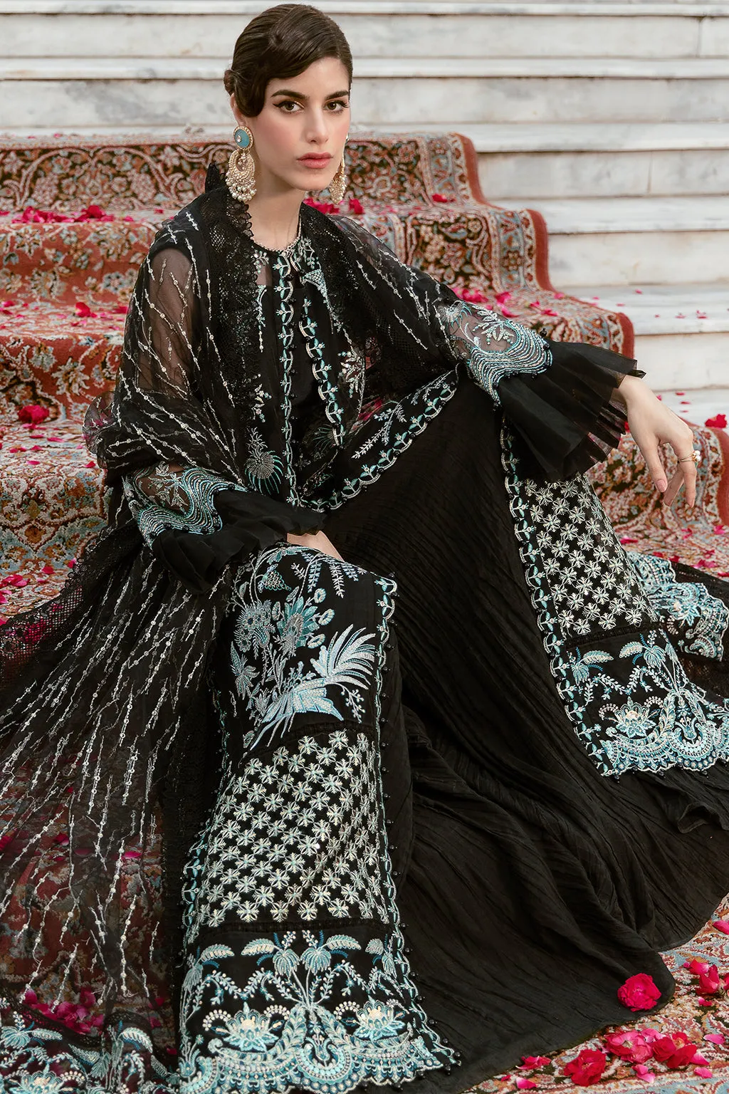 Stunning Pakistani Gown Dress in Black Color #PF441