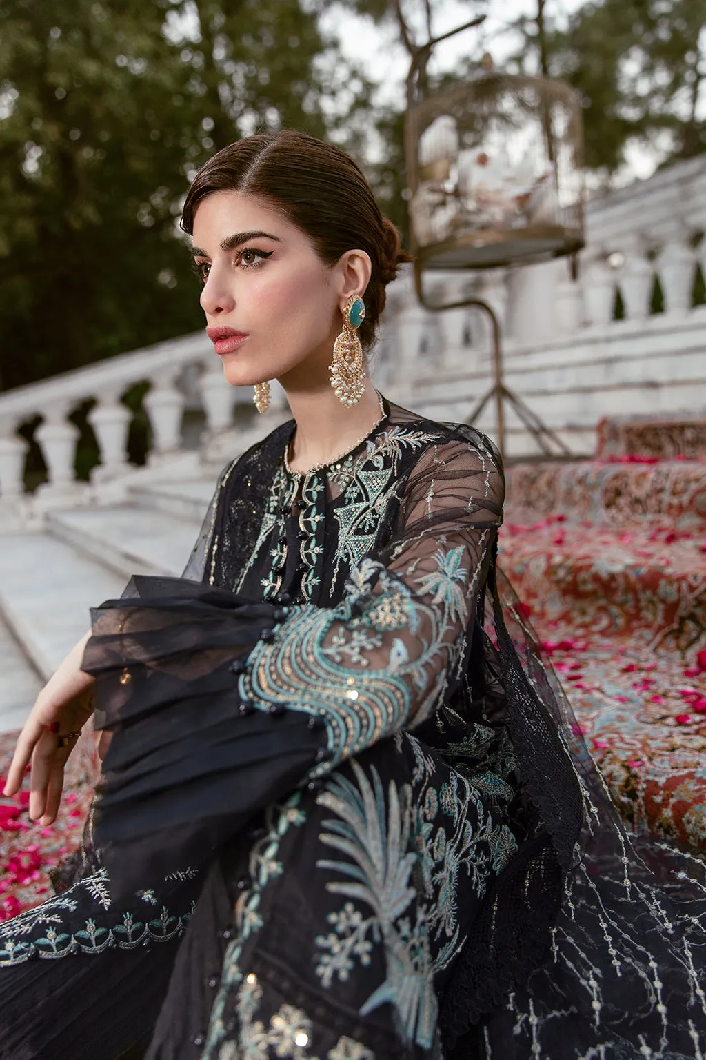 Stunning Pakistani Gown Dress in Black Color #PF441