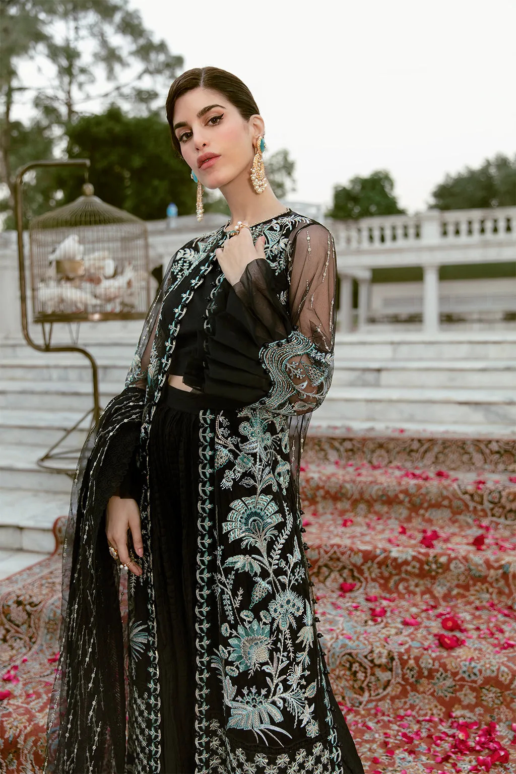 Stunning Pakistani Gown Dress in Black Color #PF441