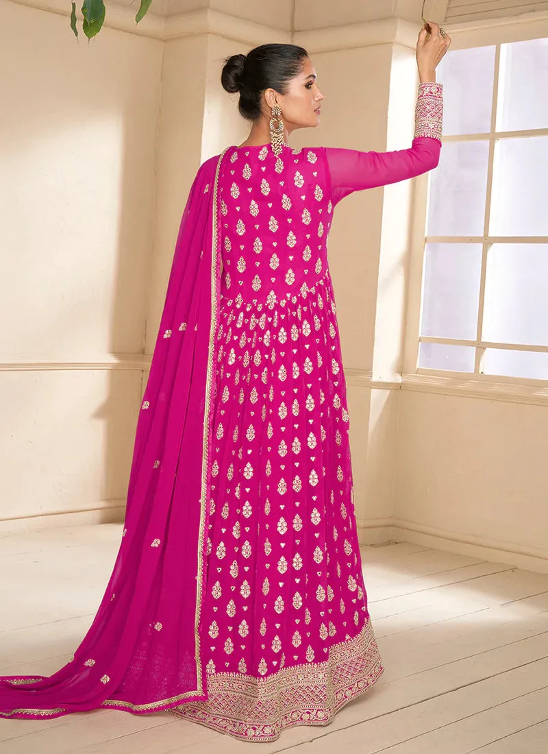 Stunning Pink Designer Anarkali Suit with Lavish Embroidery