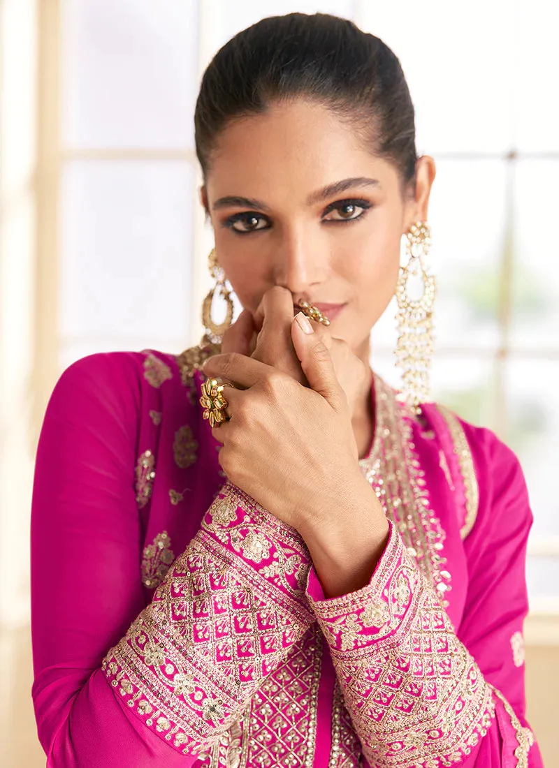 Stunning Pink Designer Anarkali Suit with Lavish Embroidery
