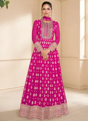 Stunning Pink Designer Anarkali Suit with Lavish Embroidery