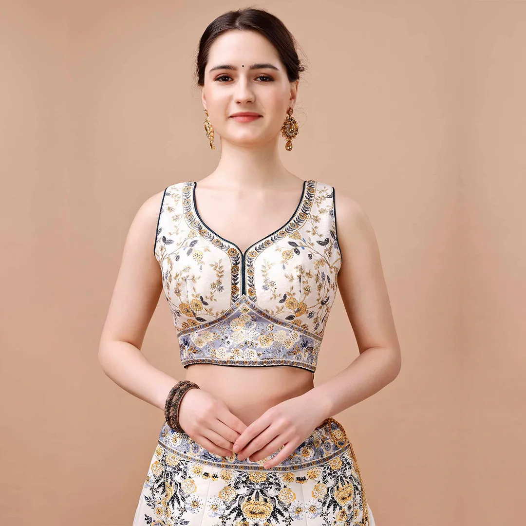 Stunning Yellow and White Floral Lehenga Set