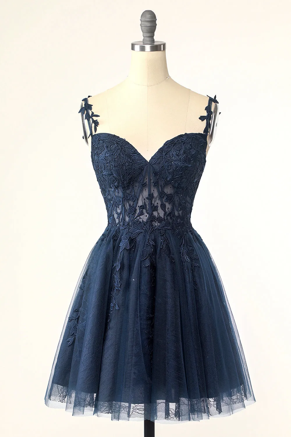 Stylish A Line Spaghetti Straps Mint Short Homecoming Dress with Appliques