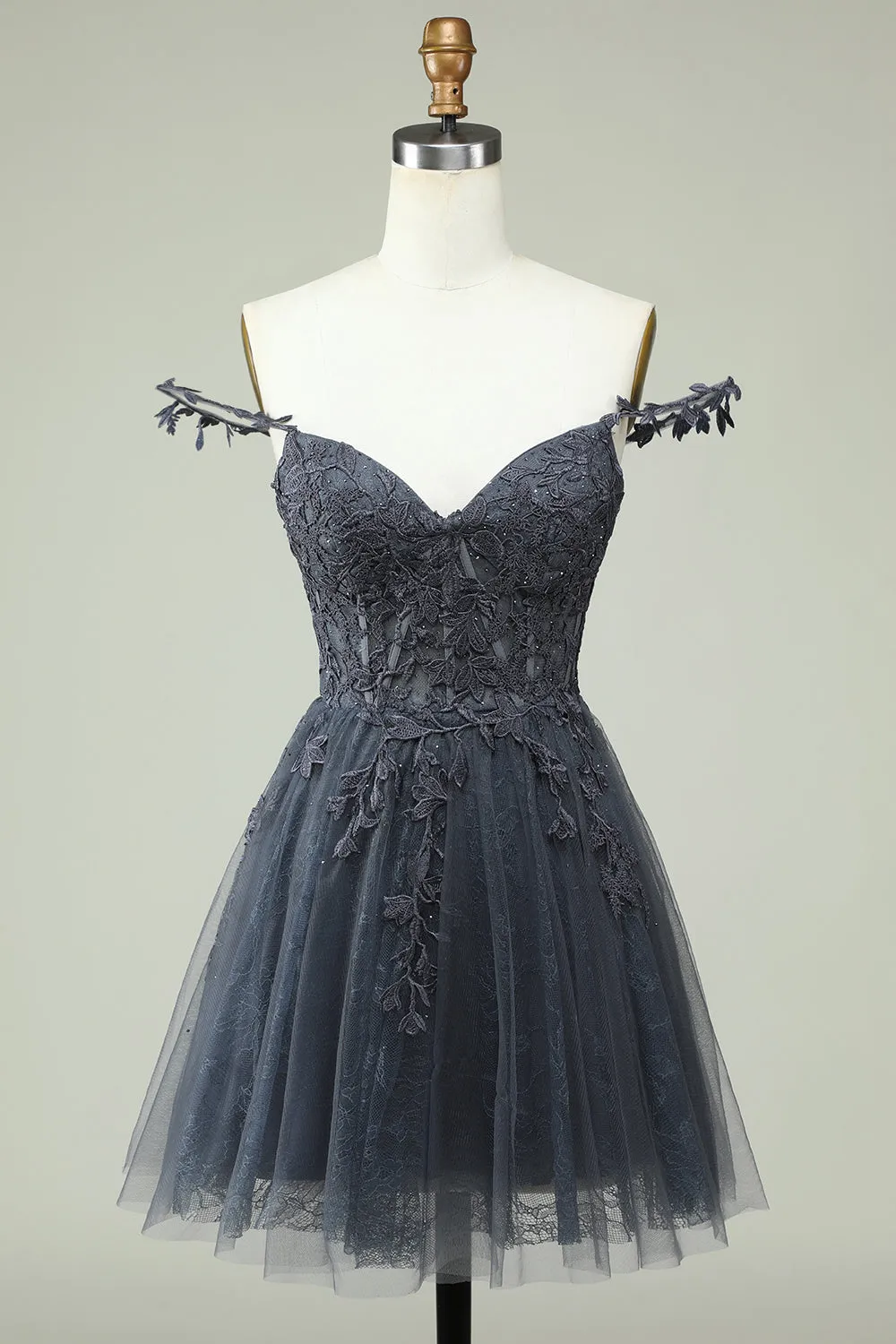 Stylish A Line Spaghetti Straps Mint Short Homecoming Dress with Appliques