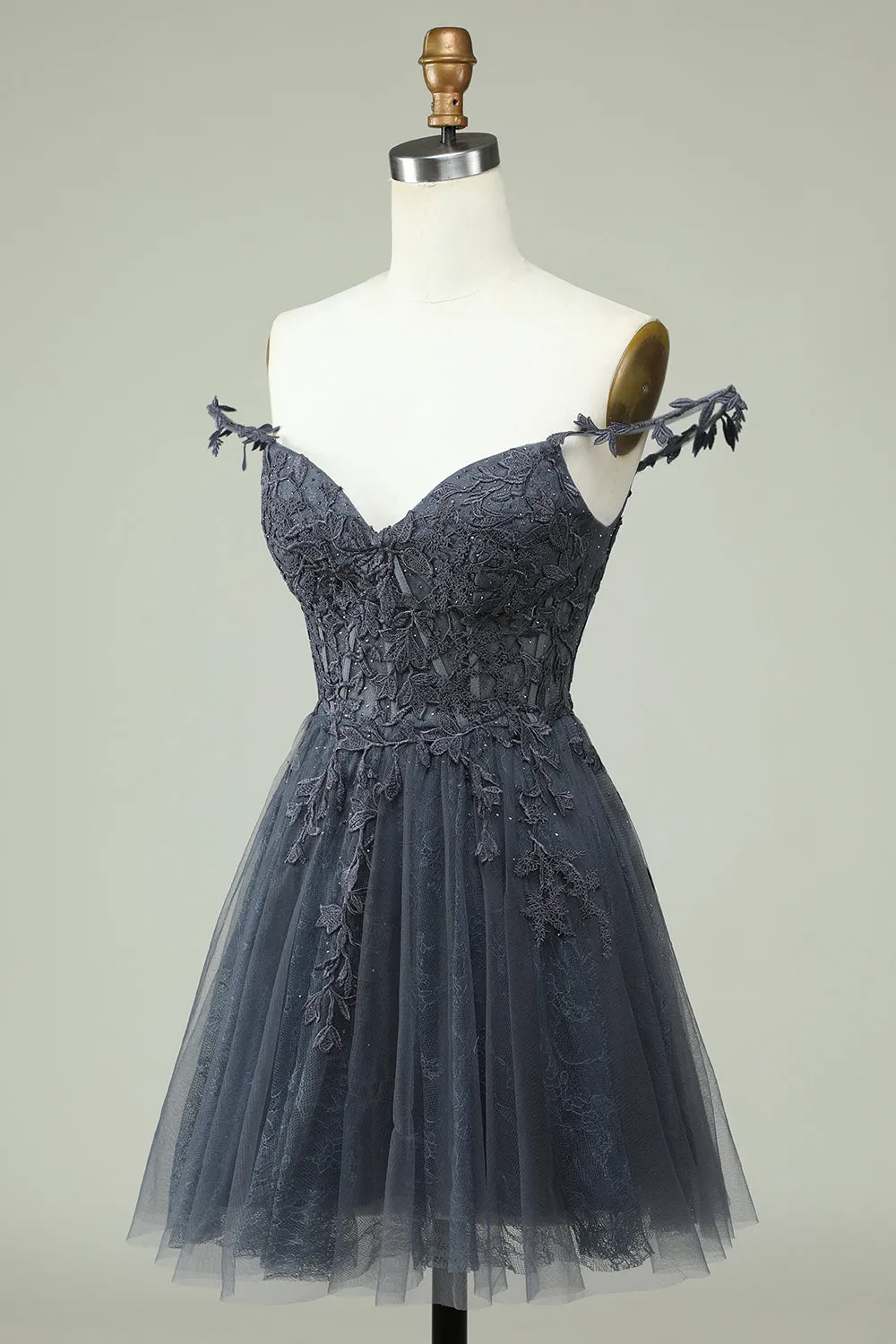Stylish A Line Spaghetti Straps Mint Short Homecoming Dress with Appliques