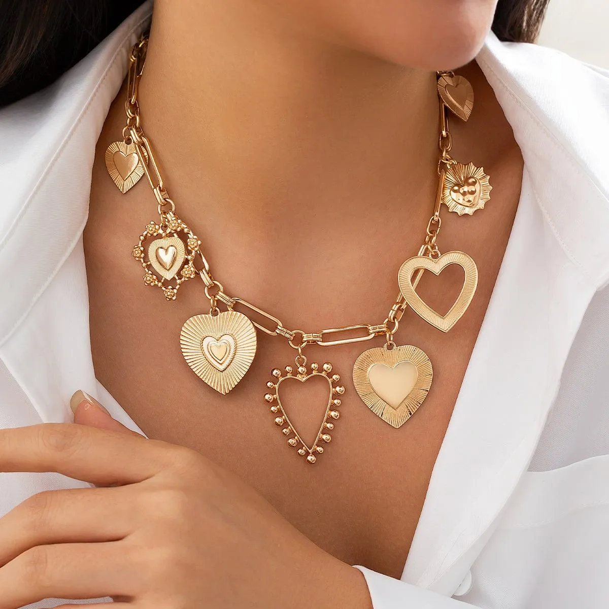 Stylish Chunky Irregular Heart Tassel Necklace