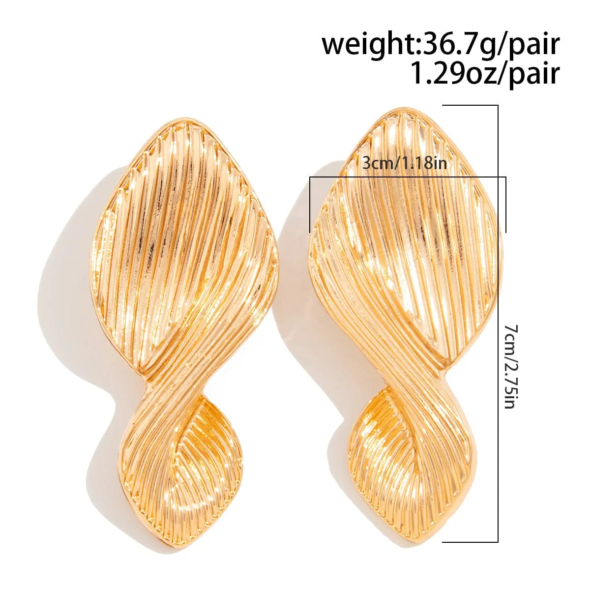 Stylish Chunky Textured Curved Ribbon Earrings