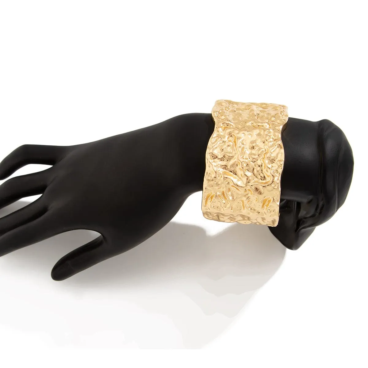Stylish Gold Silver Tone Textured Bangle Bracelet