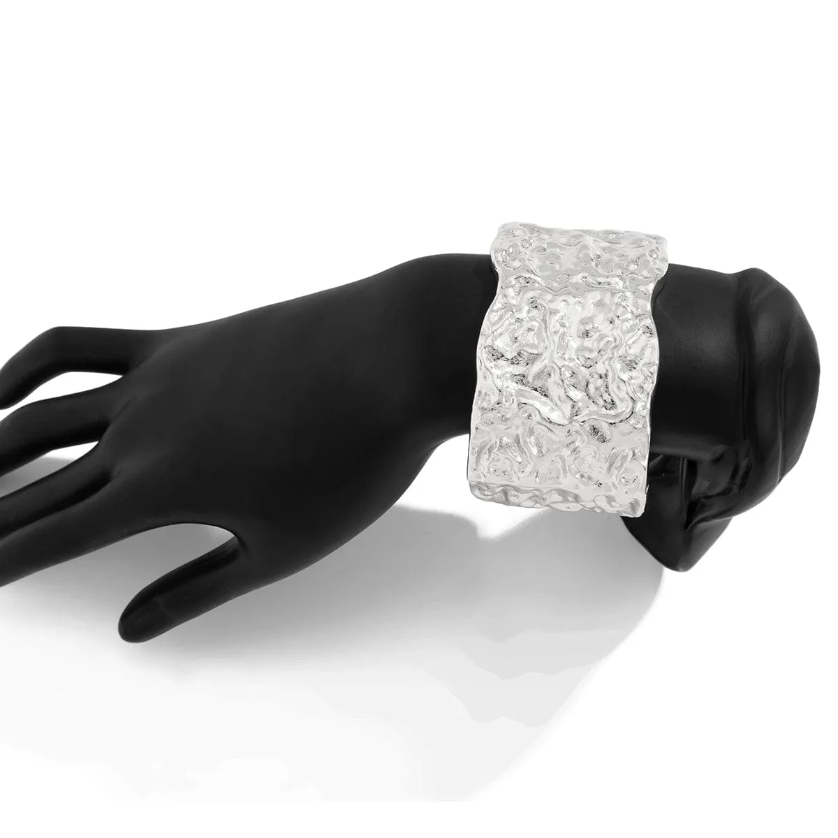 Stylish Gold Silver Tone Textured Bangle Bracelet