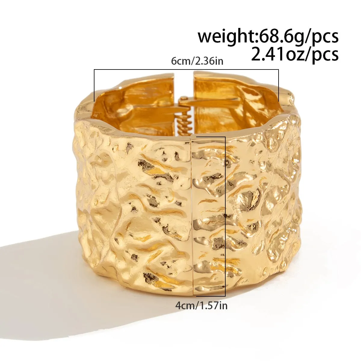 Stylish Gold Silver Tone Textured Bangle Bracelet