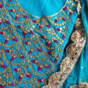 Stylish Sky Blue Gotawork Salwar Suit