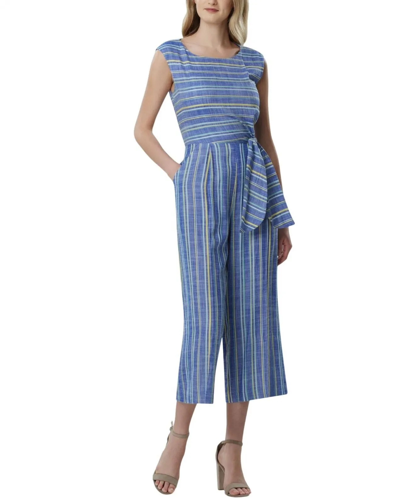 Tahari Asl Womens Striped Cropped Jumpsuit TLMU9WR515