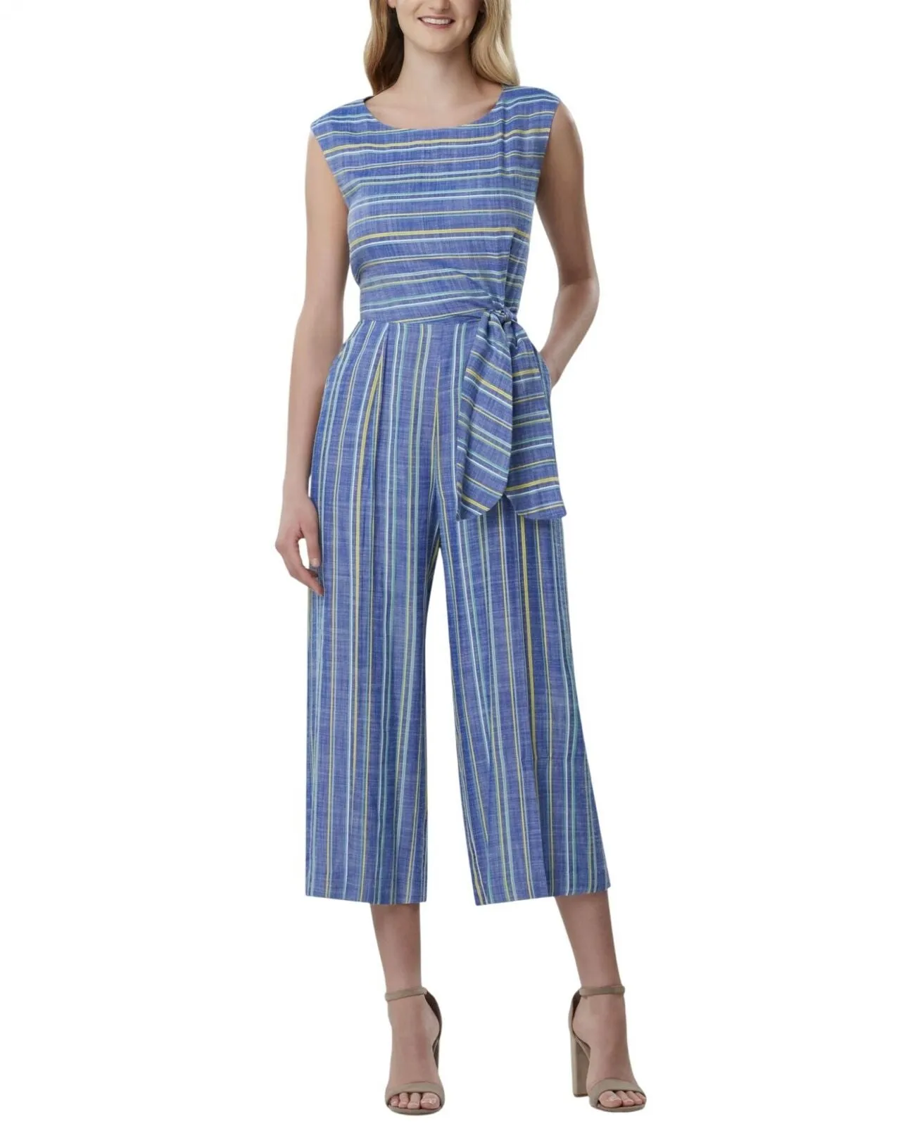 Tahari Asl Womens Striped Cropped Jumpsuit TLMU9WR515