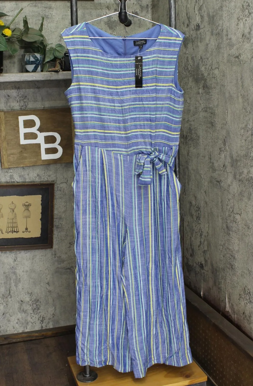 Tahari Asl Womens Striped Cropped Jumpsuit TLMU9WR515