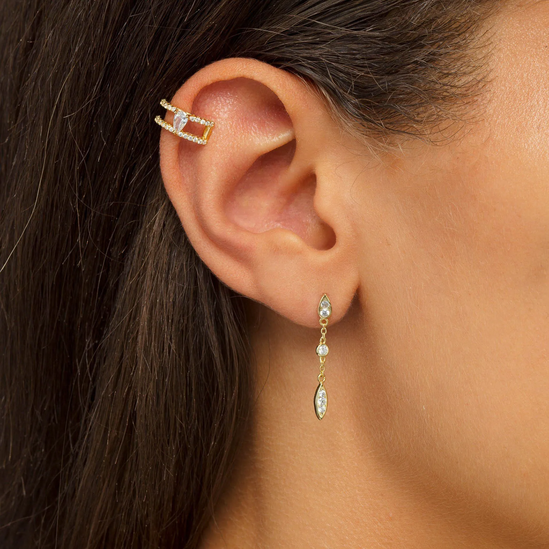 Teardrop Stone Ear Cuff