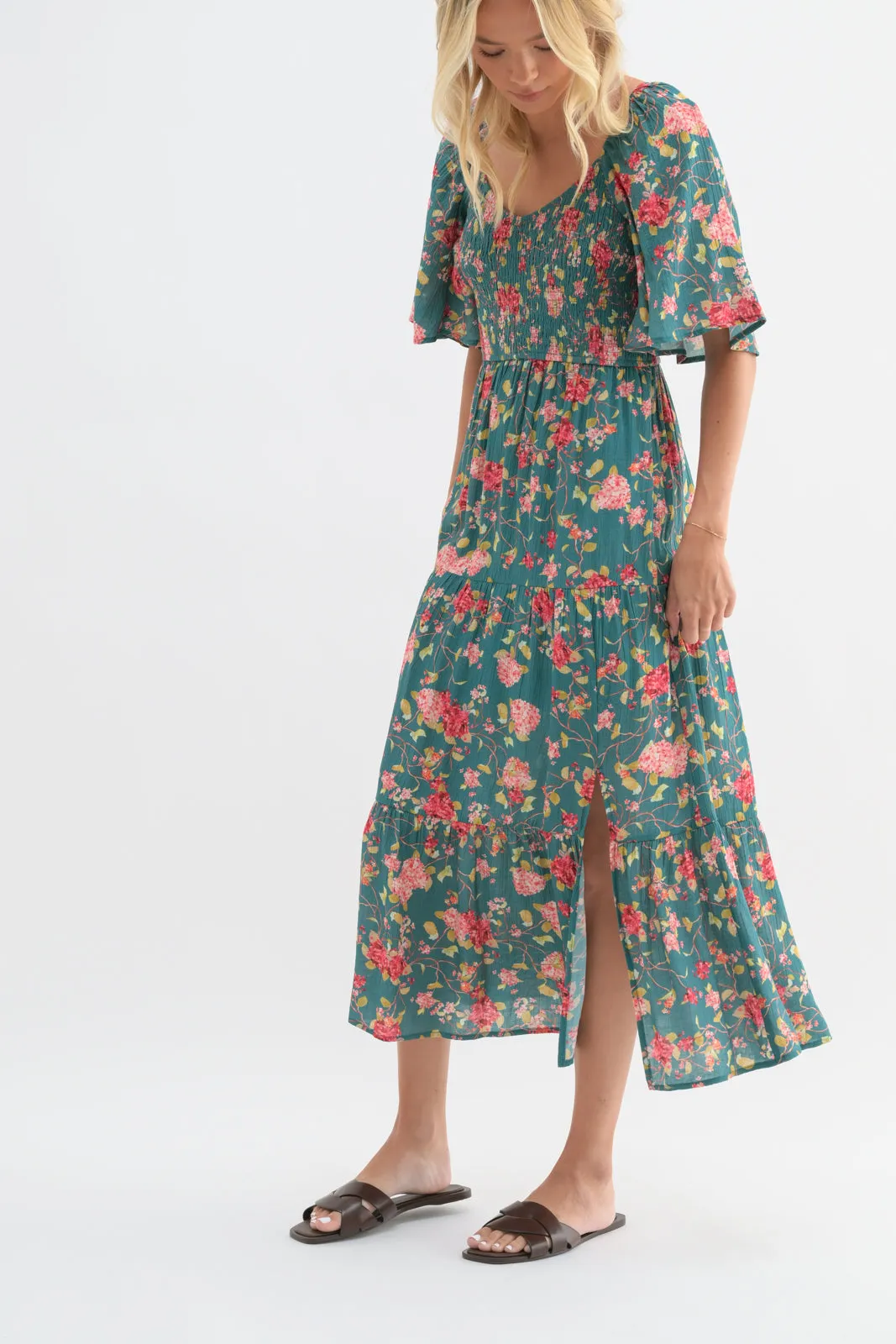 Tessa Flutter Sleeve Midi Dress