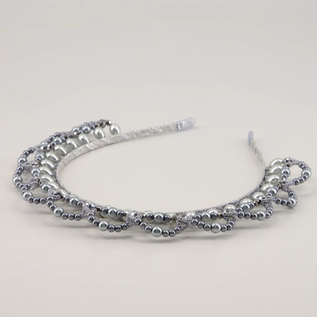 The Halo Silver Pearl Tiara  Headband