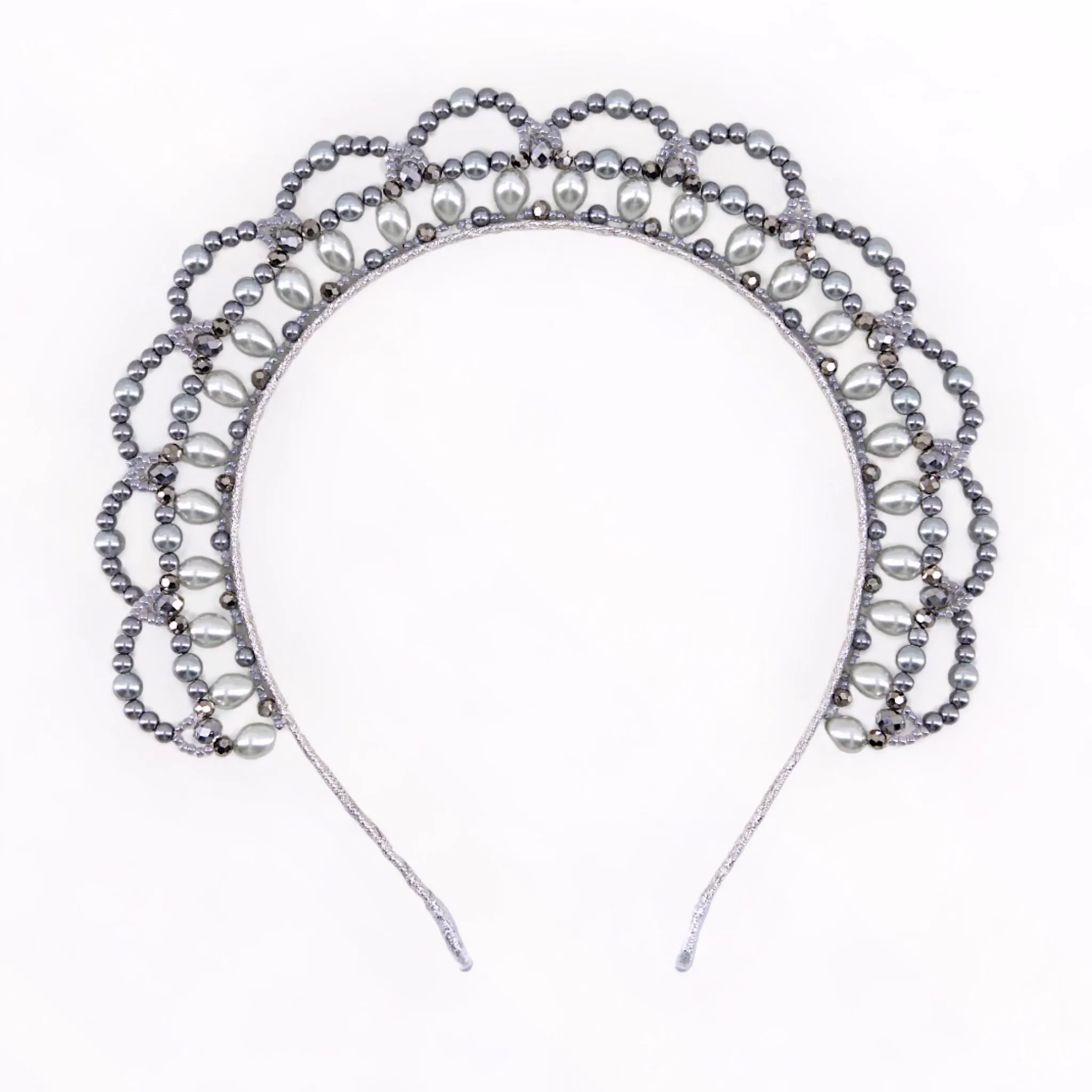 The Halo Silver Pearl Tiara  Headband