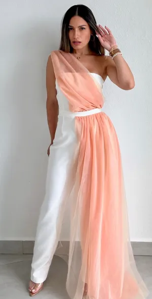 The White & Peach Showstopper Jumpsuit