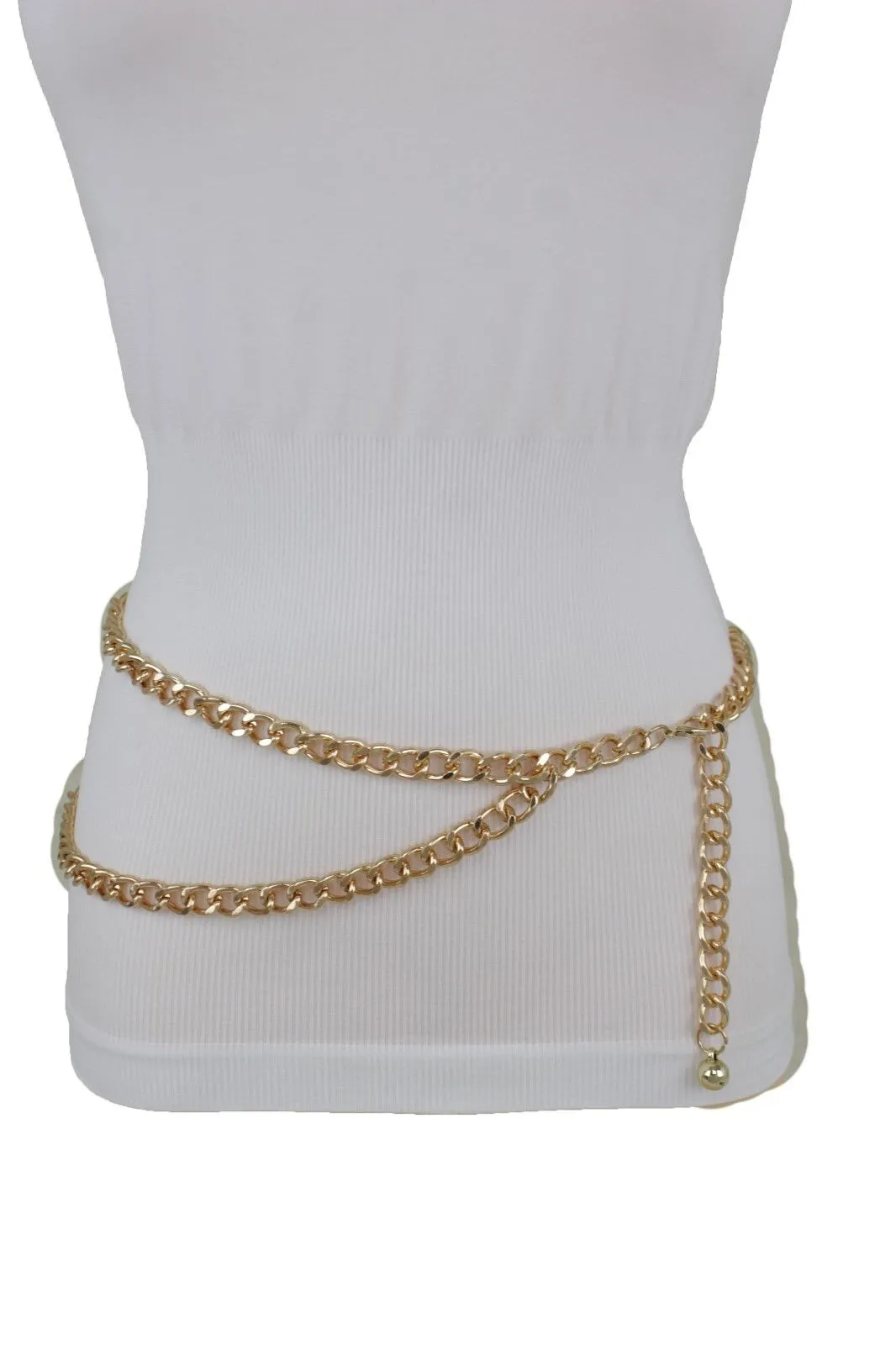 Thick Metal Chain Link Side Wave Detail Belt