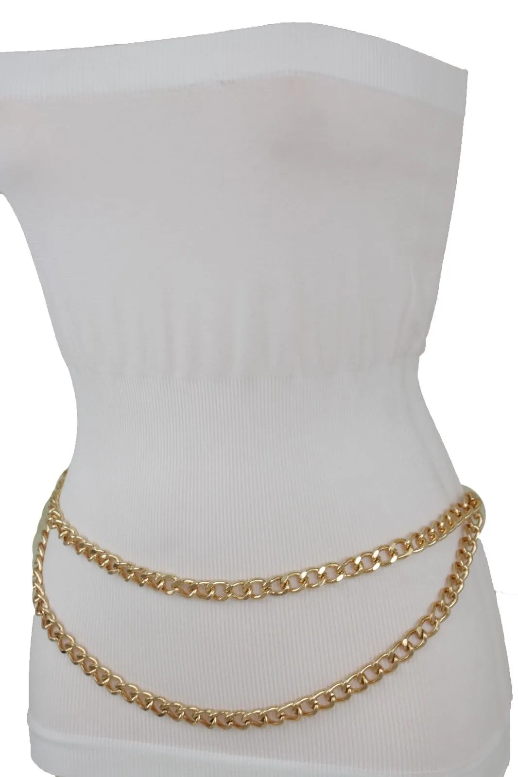 Thick Metal Chain Link Side Wave Detail Belt