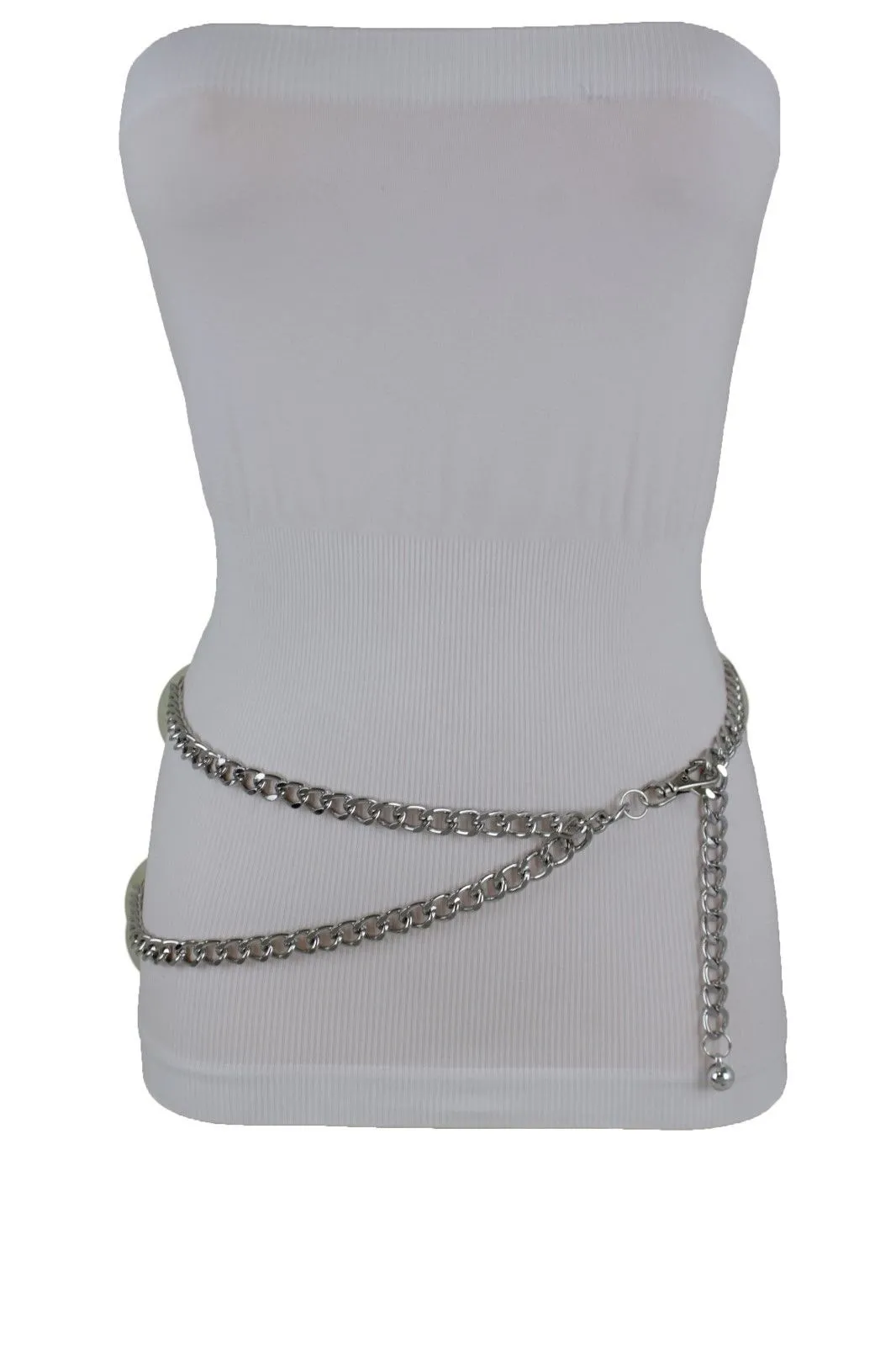Thick Metal Chain Link Side Wave Detail Belt