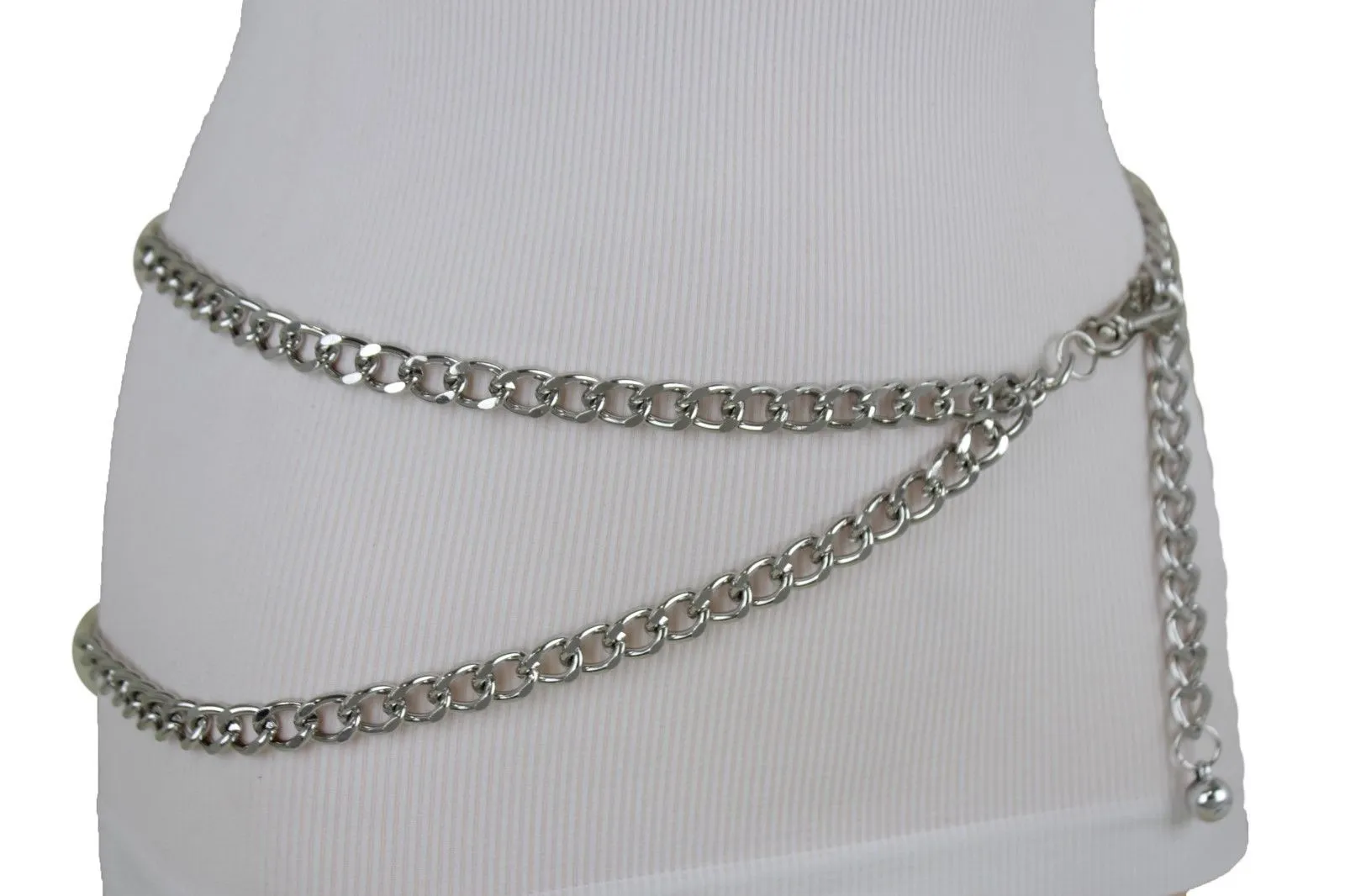 Thick Metal Chain Link Side Wave Detail Belt
